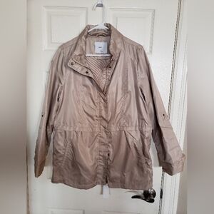 NWT Bissoni Women's Tan Nylon Rain Jacket with Hood XL